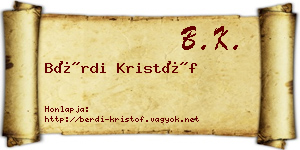 Bérdi Kristóf névjegykártya